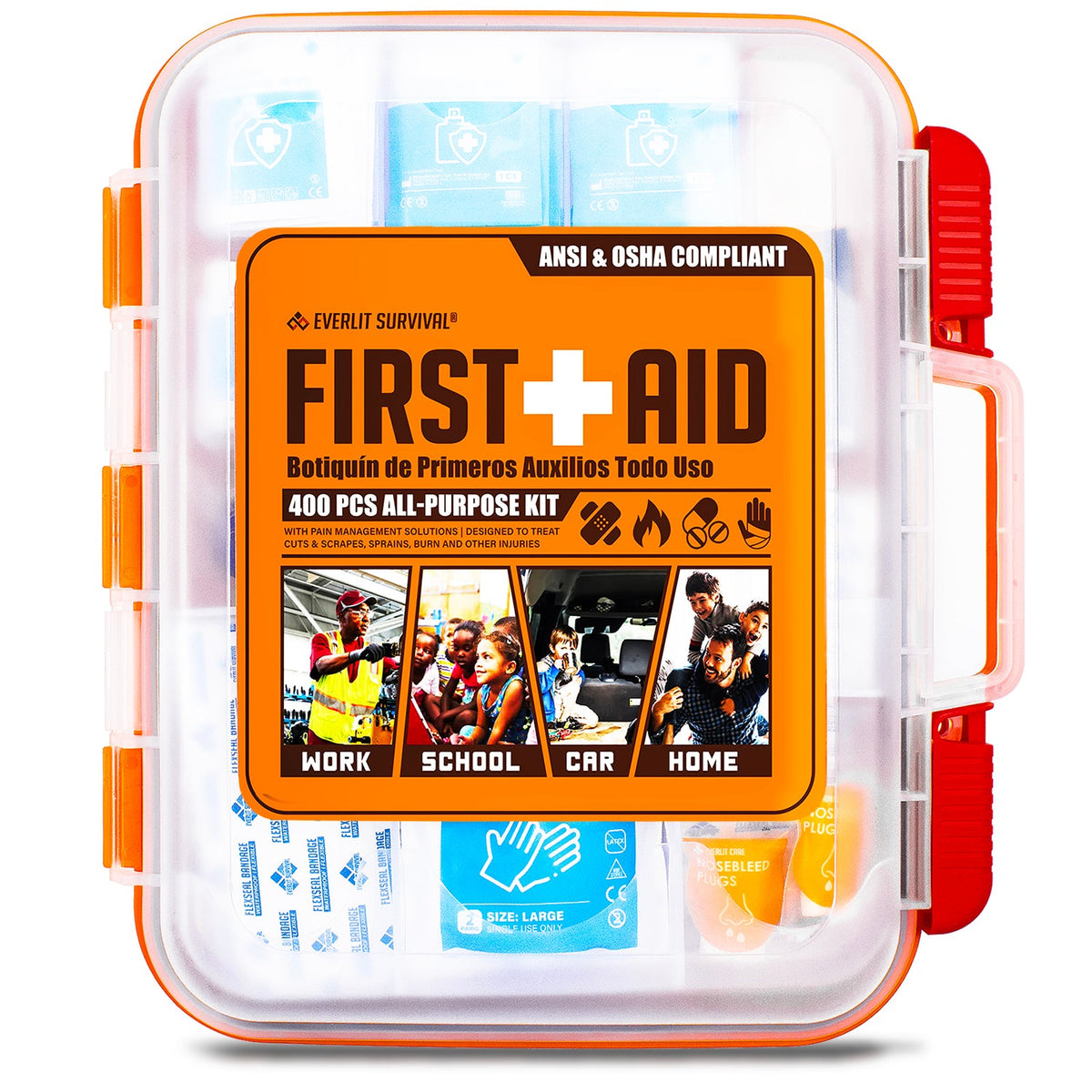 OSHA/ANSI Compliant 400-Piece All-Purpose First Aid Kit in Orange