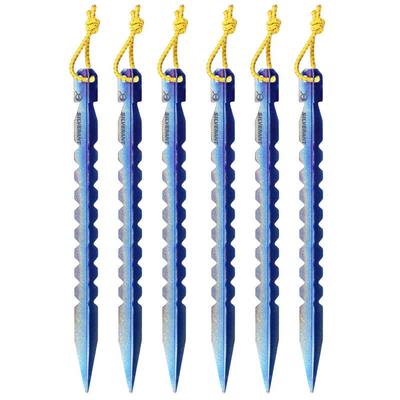 SilverAnt Large Titanium Y-Shape Tent Stakes, 6-Pack