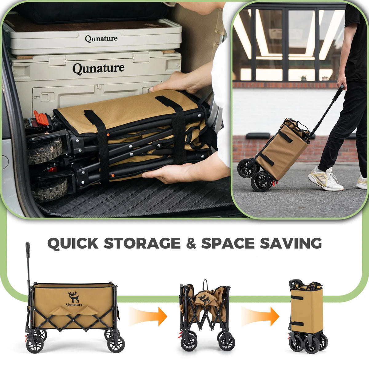 220 lb Foldable Utility Wagon with 360° Swivel Wheels