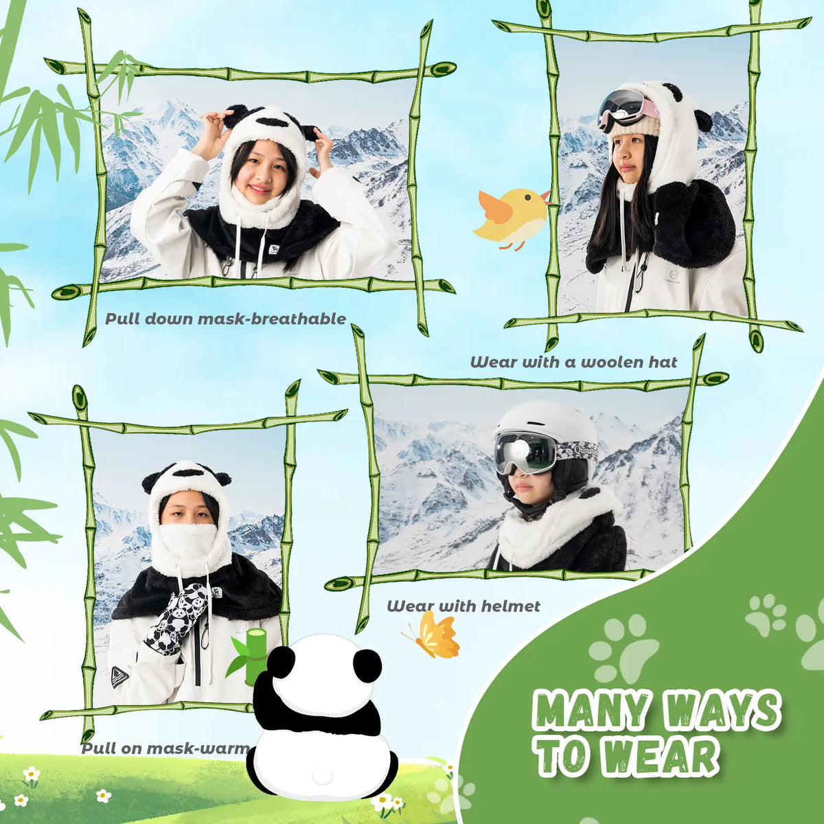 Panda Head Cover for Kids and Adults