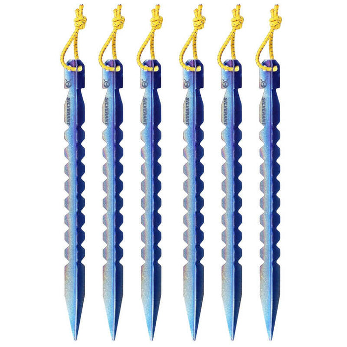 SilverAnt Large Titanium Y-Shape Tent Stakes, 6-Pack
