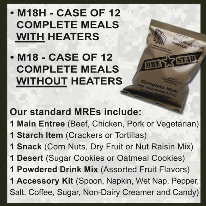 MRE Star 12-Meal Standard Case without Heaters