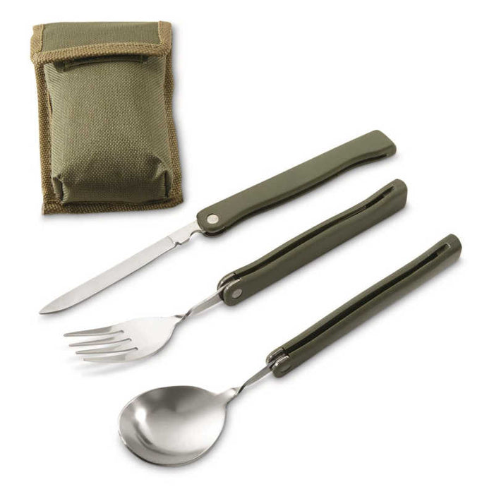 Mil-Tec 3-Piece Folding Utensils with OD Pouch