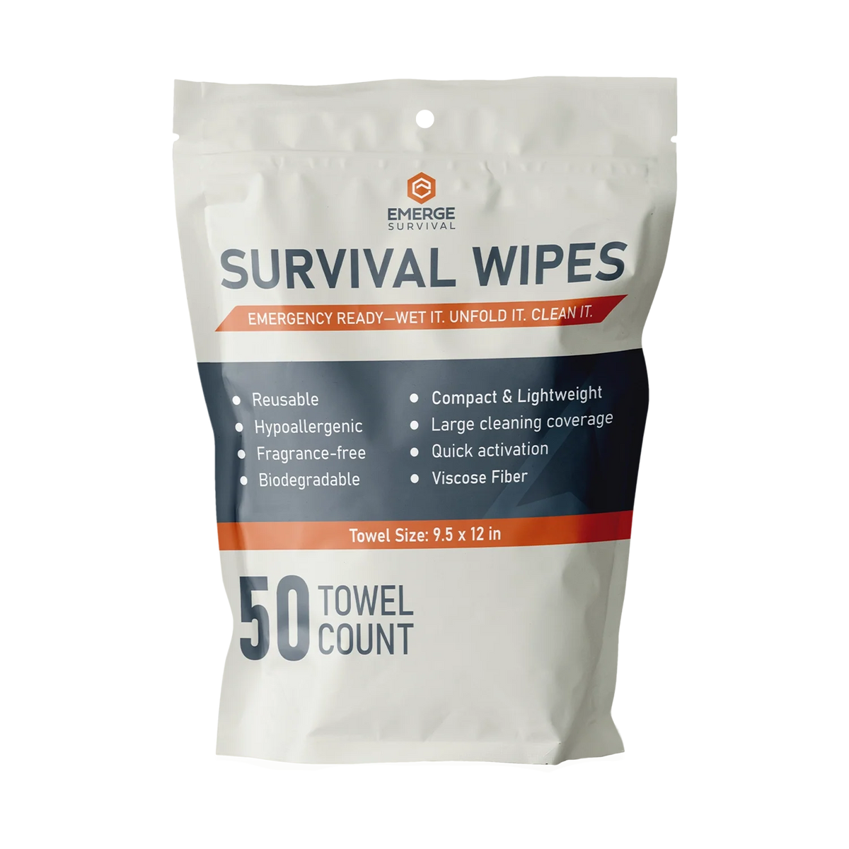 Emerge Survival Wipes - 50 Count