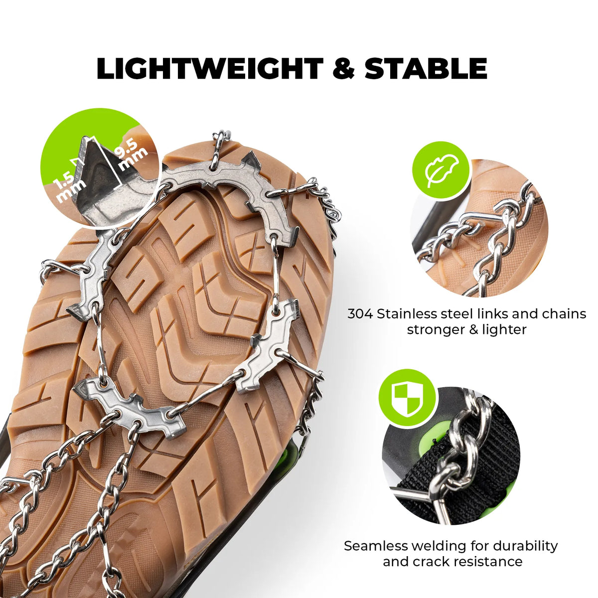 22-Spike Stainless Steel Crampons for Shoes & Boots