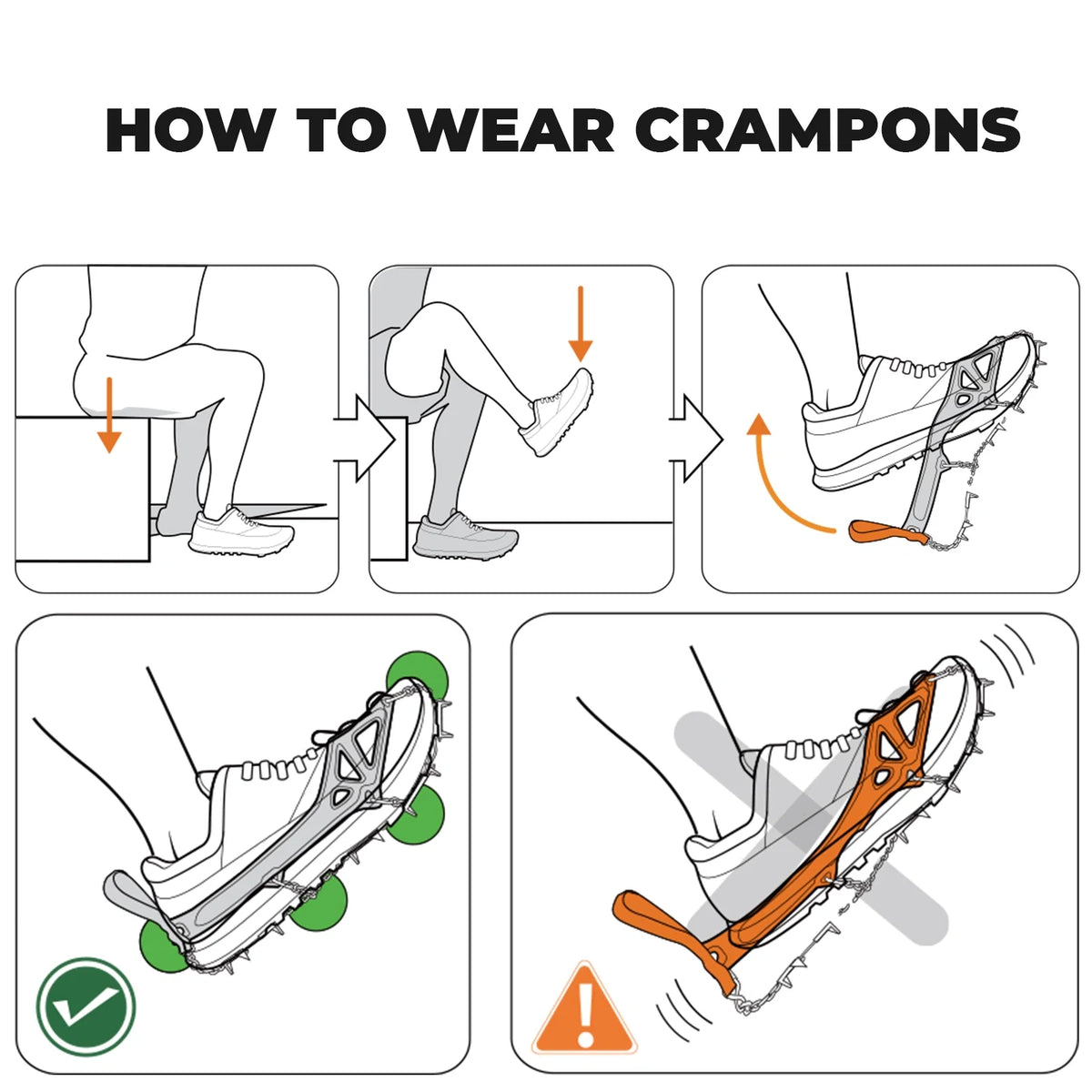 22-Spike Stainless Steel Crampons for Shoes & Boots