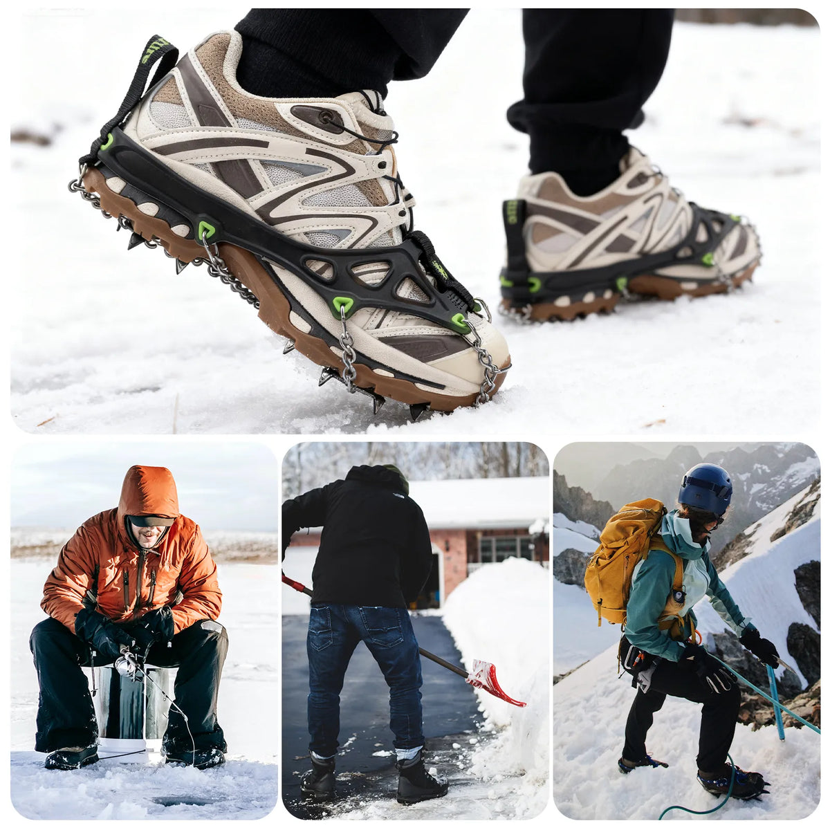 22-Spike Stainless Steel Crampons for Shoes & Boots