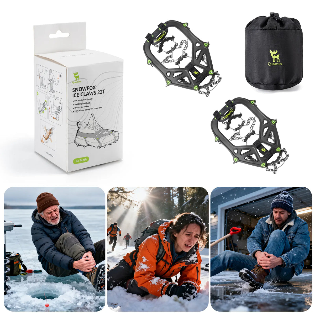 22-Spike Stainless Steel Crampons for Shoes & Boots