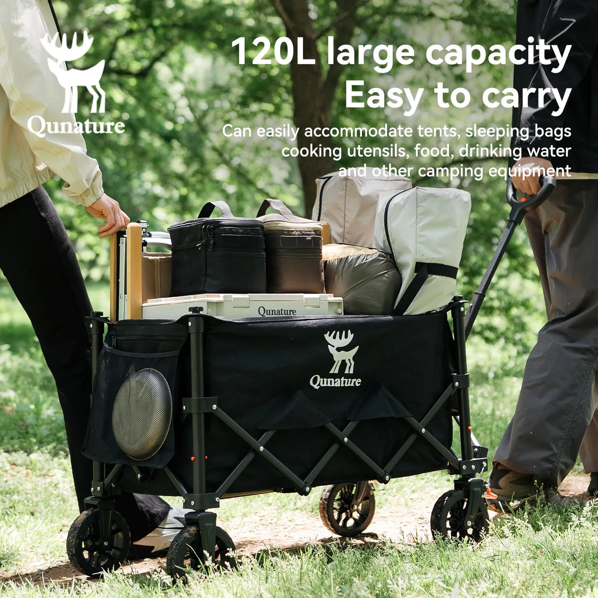 220 lb Foldable Utility Wagon with 360° Swivel Wheels