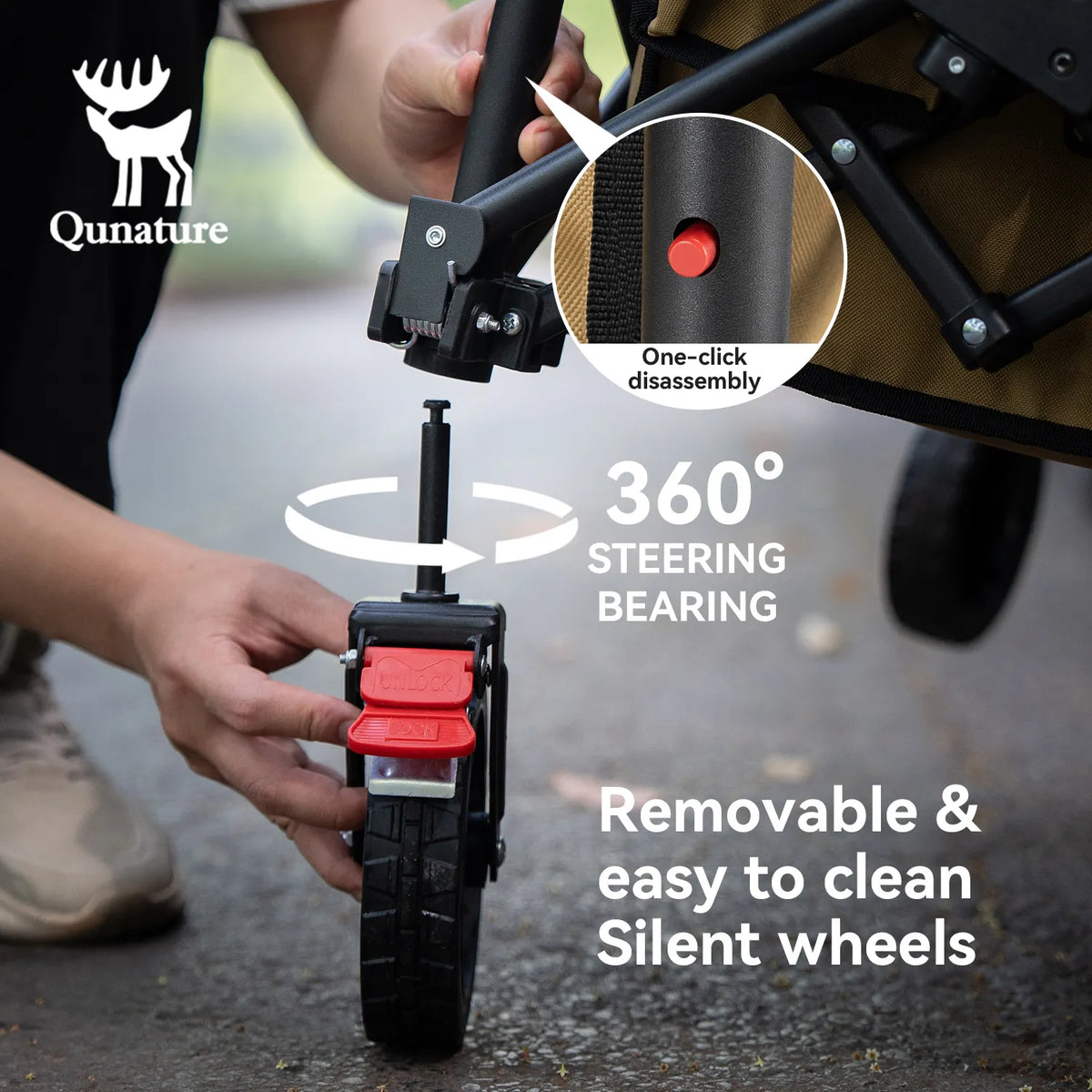 220 lb Foldable Utility Wagon with 360° Swivel Wheels