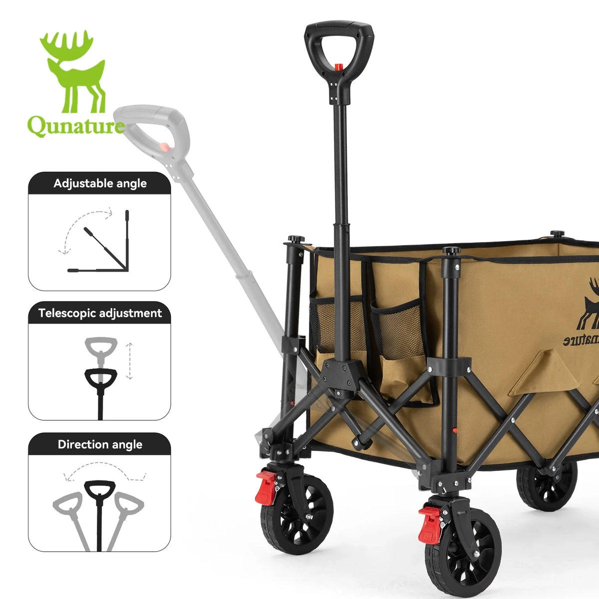 220 lb Foldable Utility Wagon with 360° Swivel Wheels