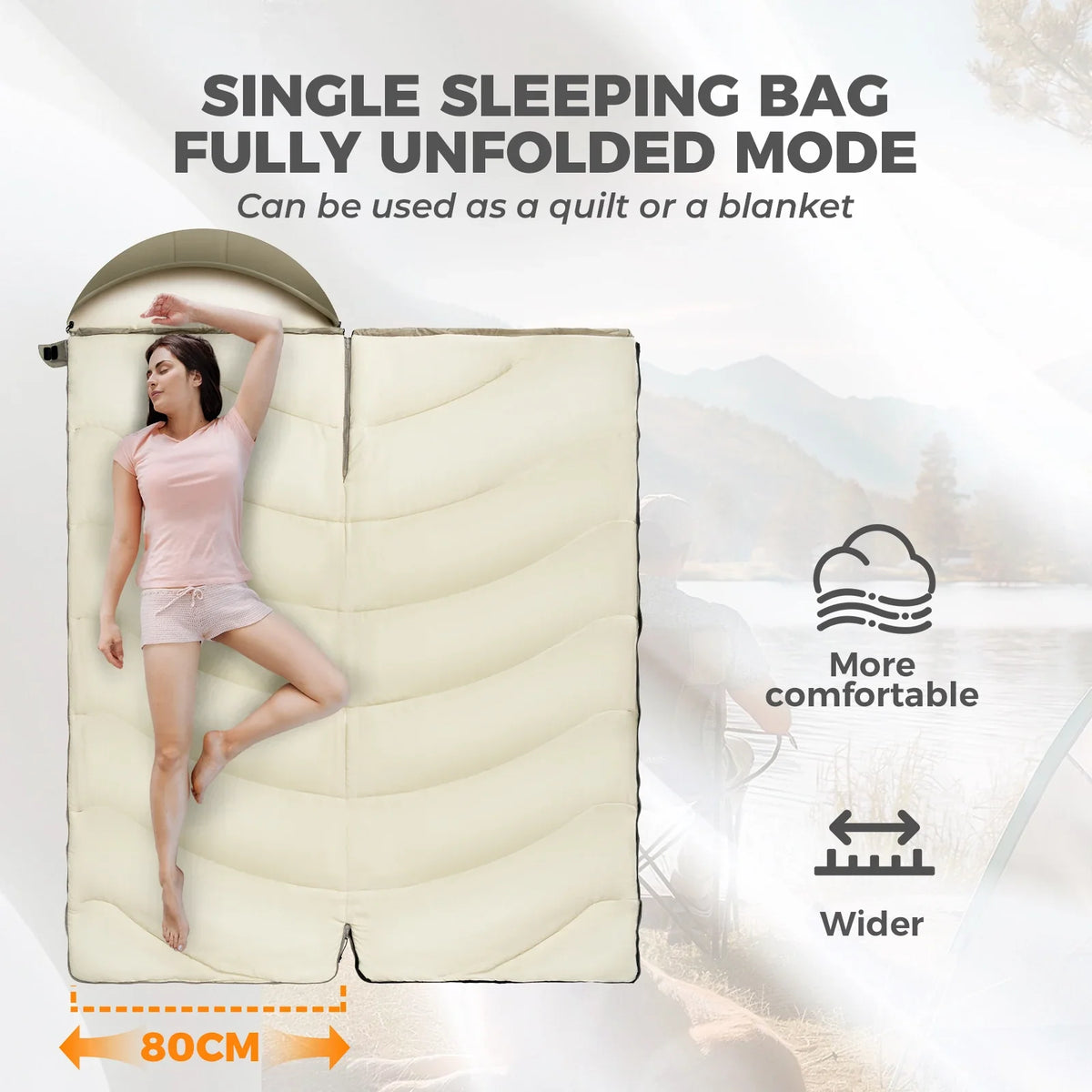 Cotton Backpacking Sleeping Bag with Compression Sack