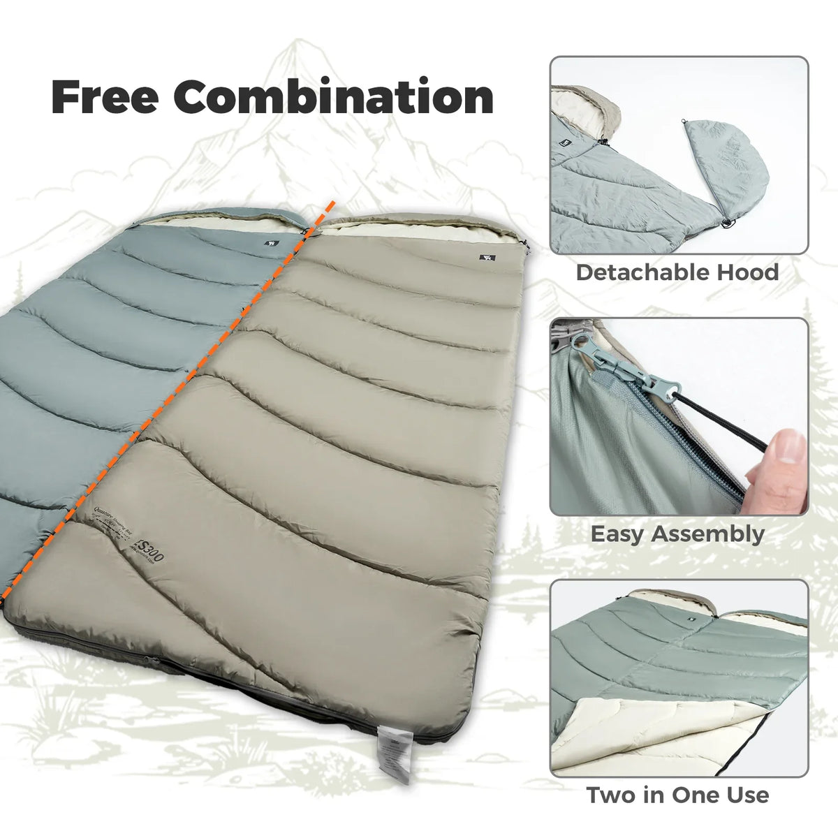 Cotton Backpacking Sleeping Bag with Compression Sack