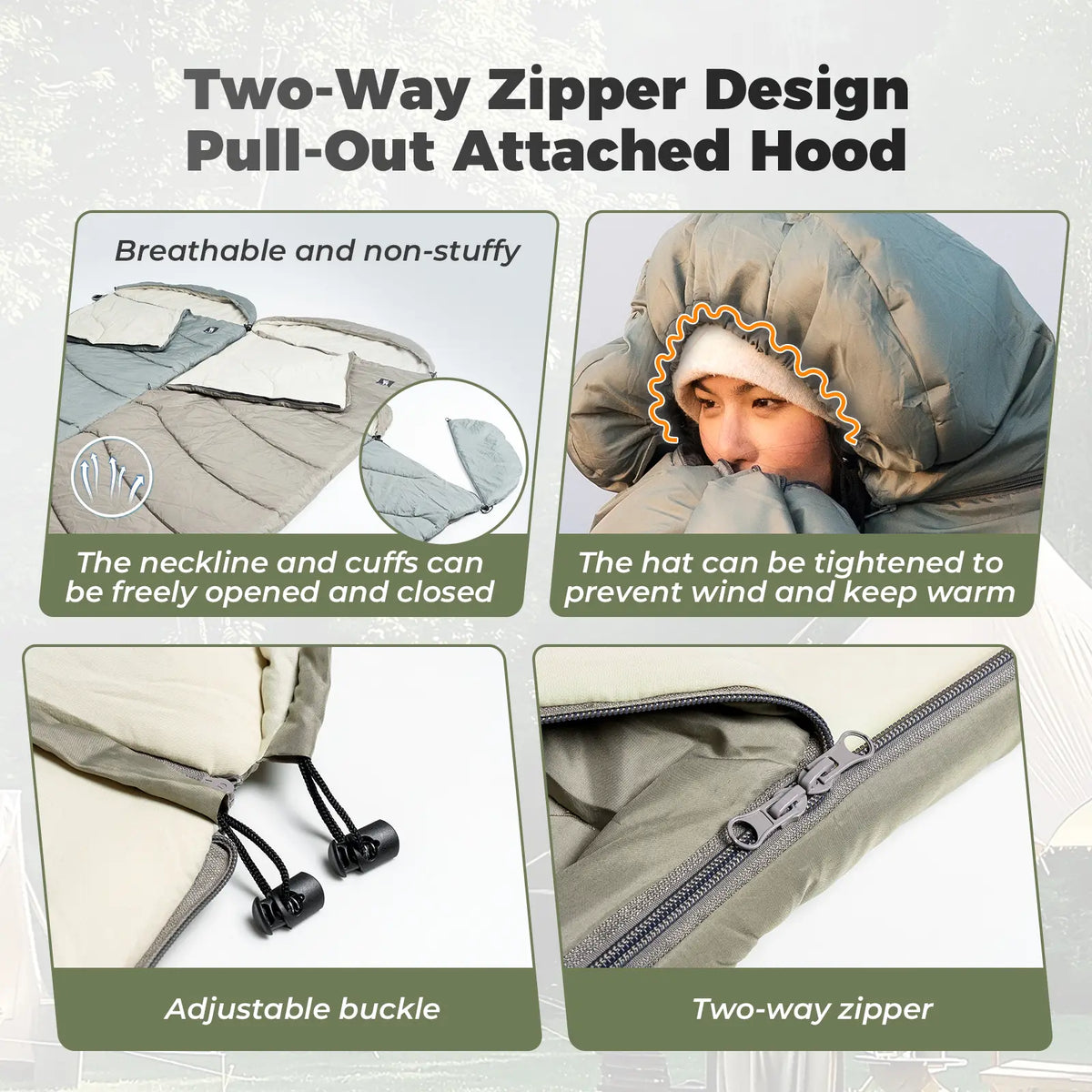 Cotton Backpacking Sleeping Bag with Compression Sack