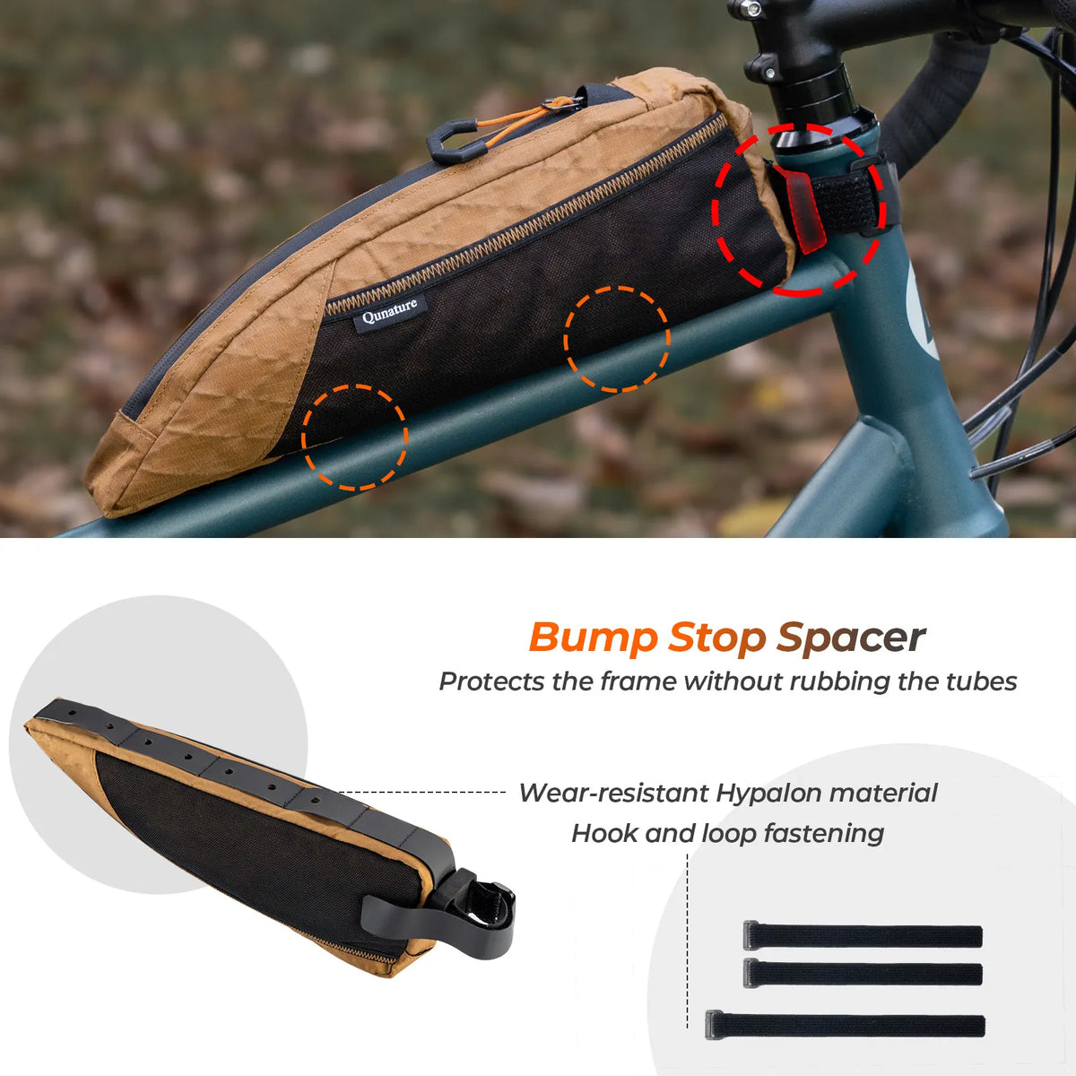 Water-repellent Top Tube Bag for Bikepacking 1L/1.75L