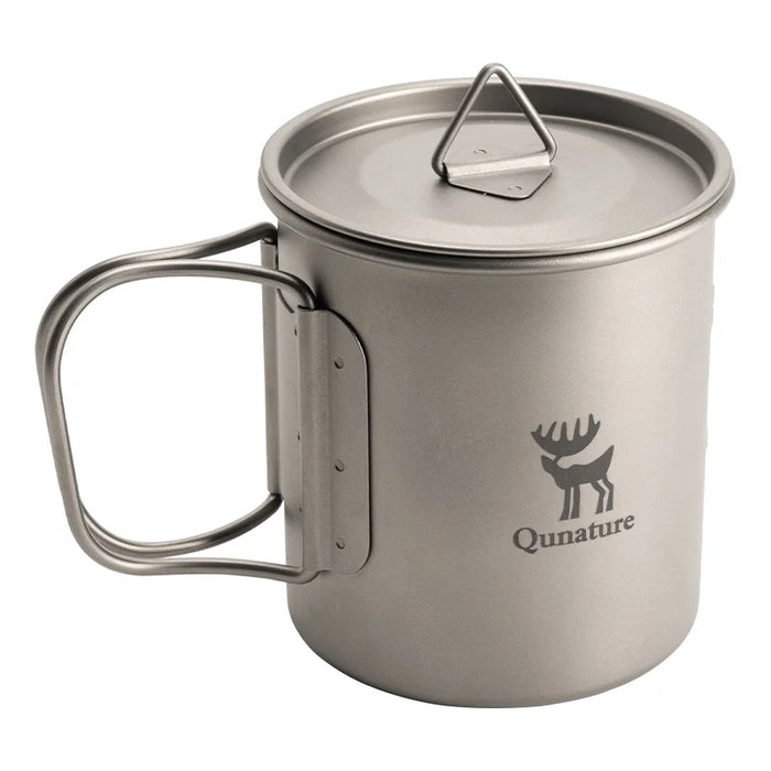 Lightweight Pure Titanium Folding Camping Mug with Lid