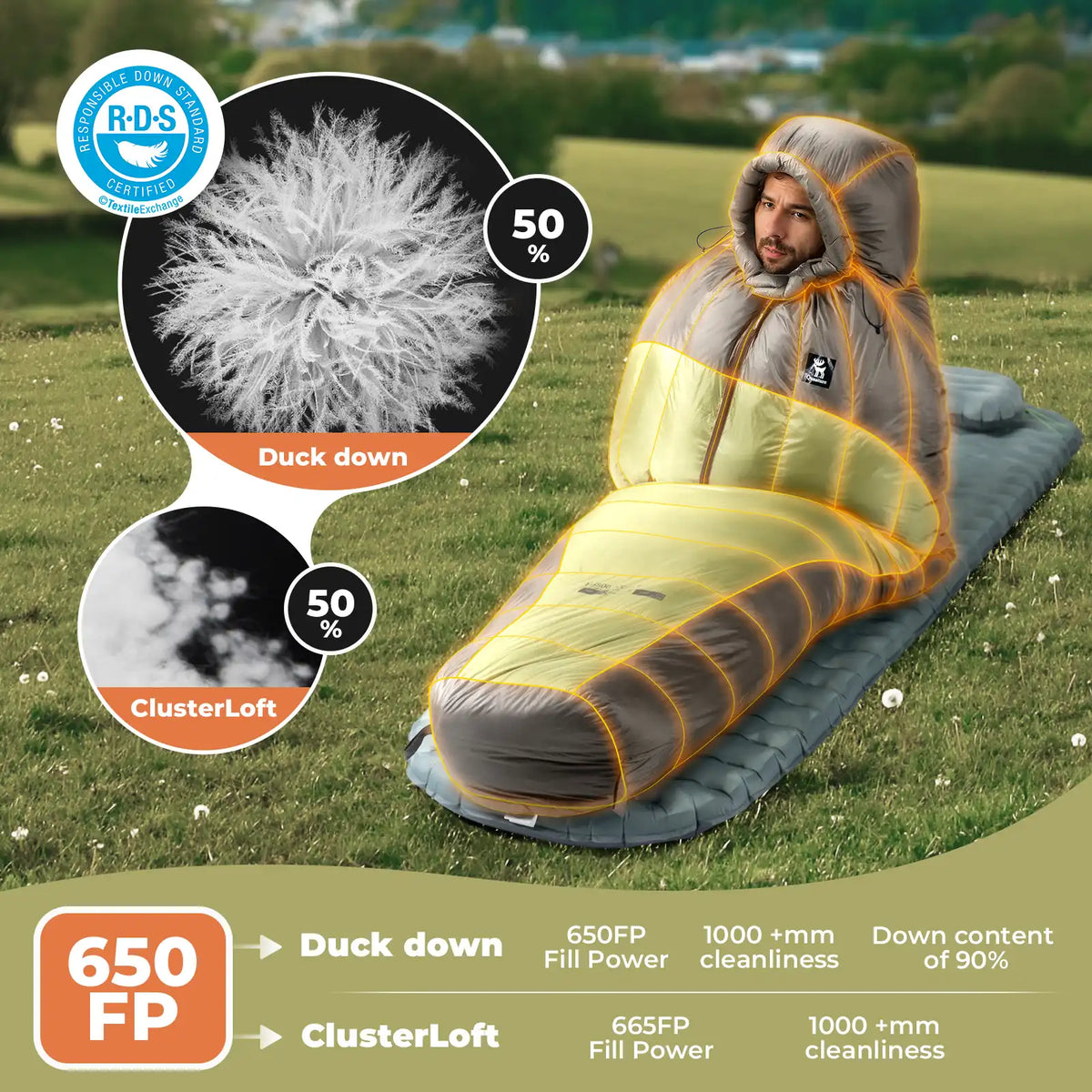 650 Fill Power Mummy Sleeping Bag - 23°F