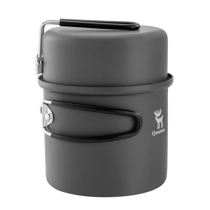 Ultra-Light Aluminum Camping Cookware Set with Nestable Handles