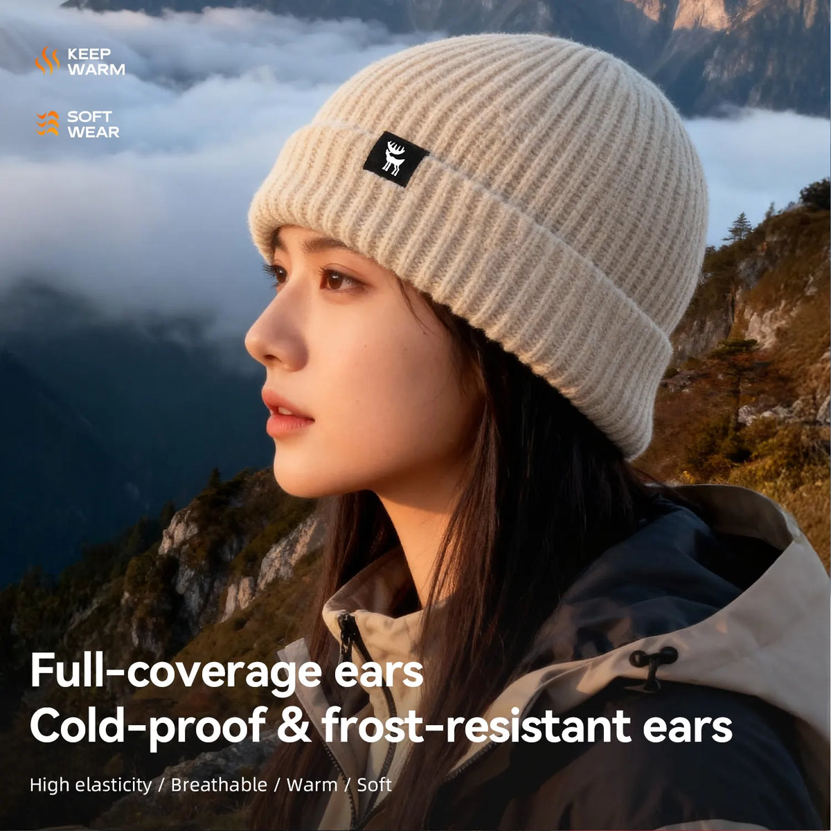 Warm Full-Ear Knitted Beanie