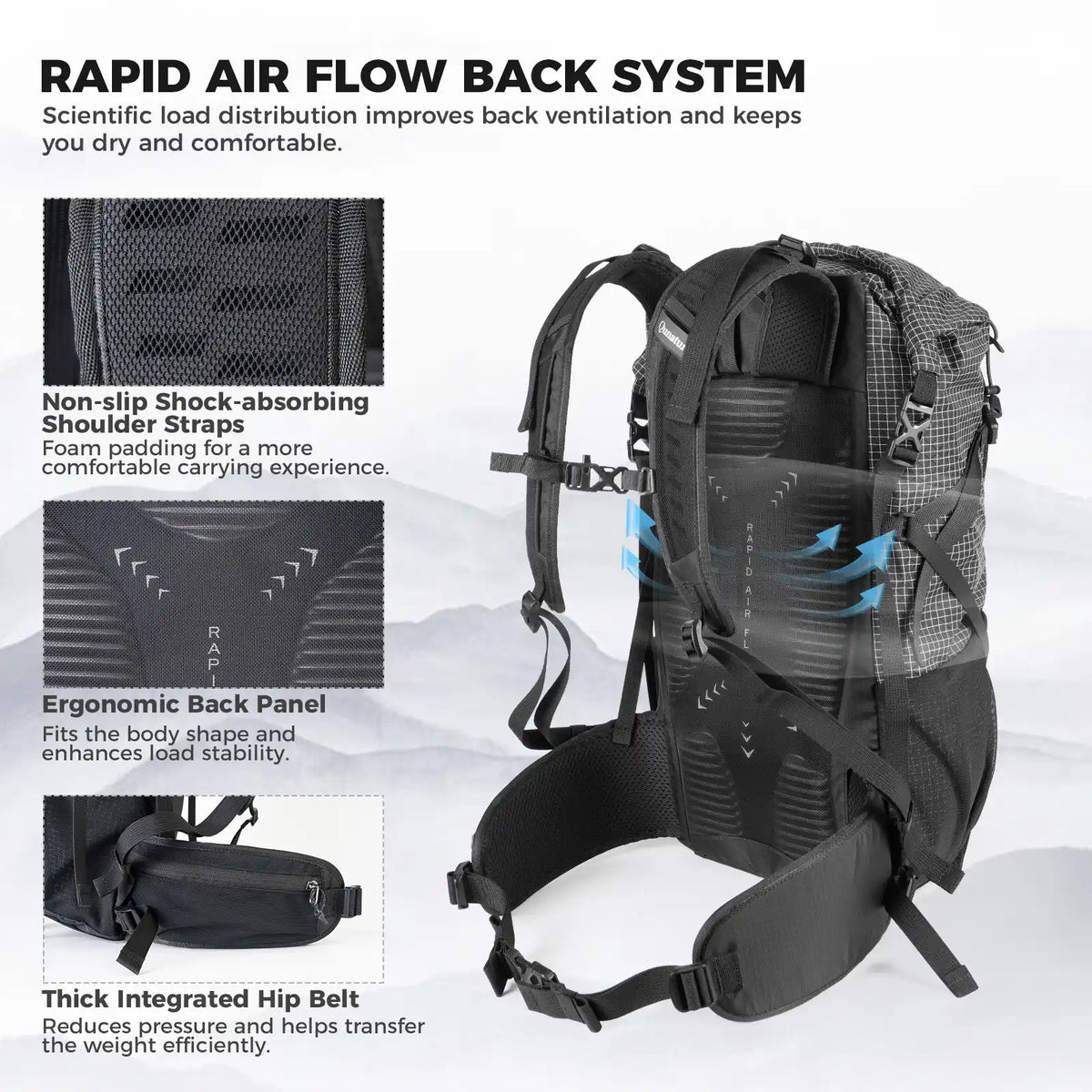 30-35L Lightweight Waterproof Hiking Backpack