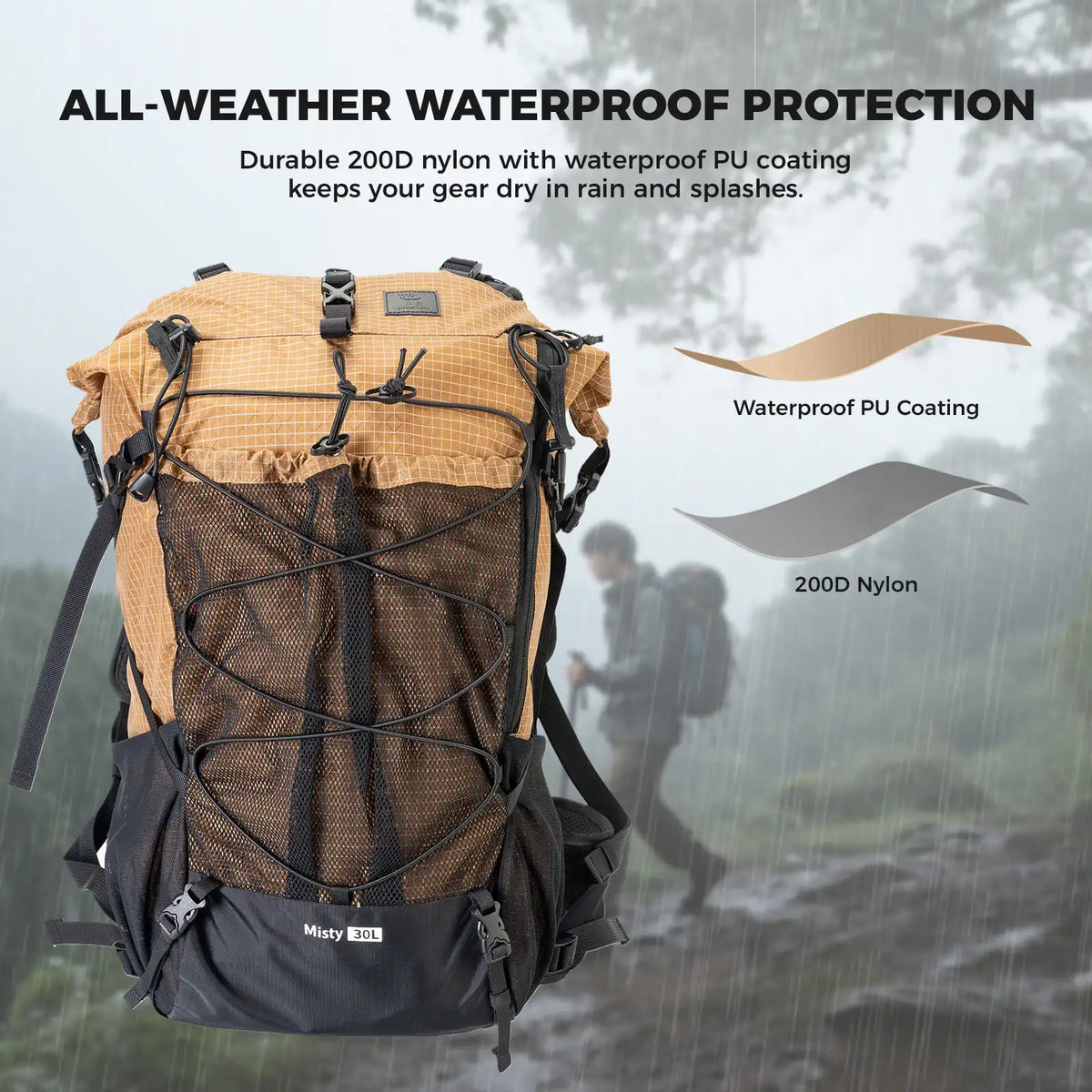 30-35L Lightweight Waterproof Hiking Backpack