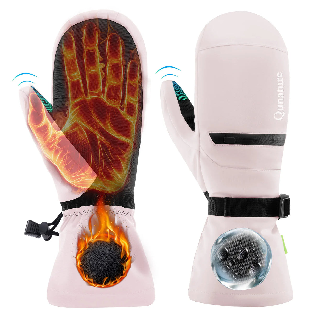 Windproof Waterproof Thermal Ski Gloves Double-Layer Insulation Touchscreen