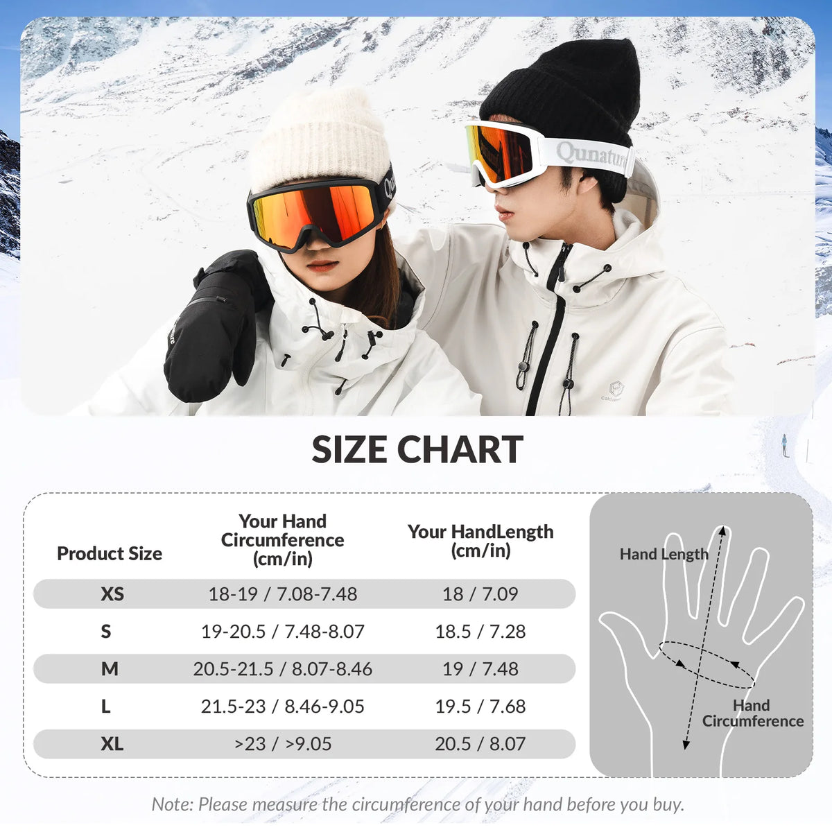 Windproof Waterproof Thermal Ski Gloves Double-Layer Insulation Touchscreen